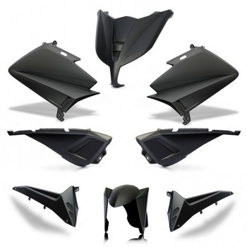 Kit carénage BCD TMAX 530 12-14 - FACE AV SANS LED - COQUE AR AVEC POIGNEES - FLANC AVEC RETRO